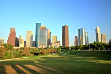 Obraz premium Houston Downtown Skyline at Sunset