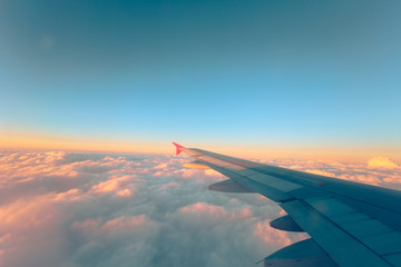 Obraz premium View from plane window, cloud sky