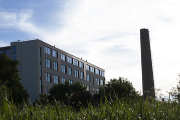 Apartment house near a big tower