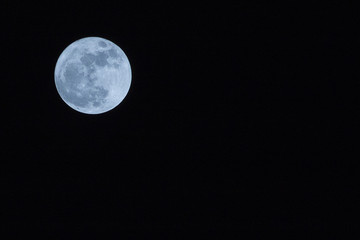Full moon on the dark night, blue Full moon