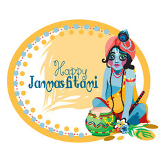 Happy Janmashtami card, Krishna boy