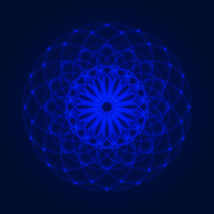 Sacred Geometry, Light Star, Space Illustration, Swirl trail effect, Vector.