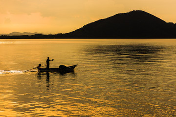 Floating fishing boat in the sea © sittitap
