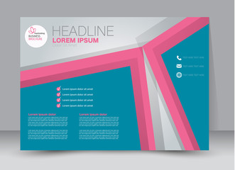 Flyer, brochure, billboard template design landscape orientation for education, presentation, website. Pink and blue color. Editable vector illustration.