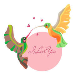 Colorful vector hummingbirds card template