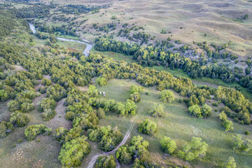 Obraz premium aerial view of Dismal River in Nebraska Sandhills