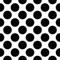 Abstract fashion black and white Big Polka Dot seamless pattern texture. 