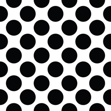 Abstract fashion black and white Big Polka Dot seamless pattern texture. 