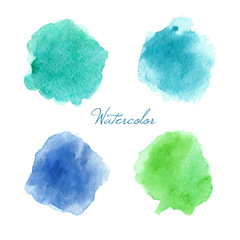 Colorful vector isolated watercolor paint stamps