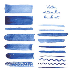 Set of watercolor brush vector strokes