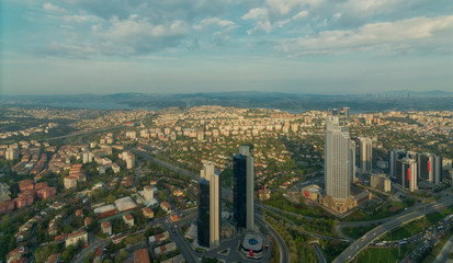 Fototapeta na wymiar Istanbul city view from Istanbul Sapphire skyscraper overlooking the Bosphorus before sunset, Istanbul, Turkey