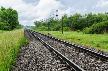 Fototapeta na wymiar Railroad track into the distance.