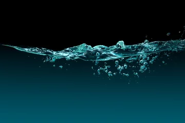 Foto op Plexiglas Waterlijn. Gezond en zoet water met zuurstofbellen © Casther