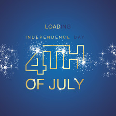 Day 4th July loading spark firework gold blue vector