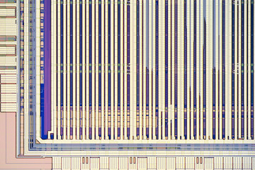 Extreme close up of silicon microprocessor chip