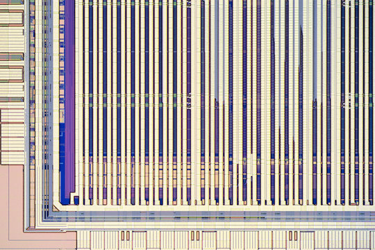 Extreme close up of silicon microprocessor chip