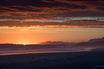 Colorful sunset at the beach - Tofino, Canada