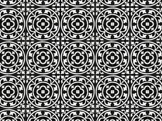 Vintage floral pattern floor tile. Retro interior design concept.