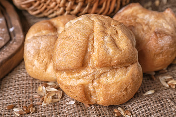 Loaves of delicious bread, closeup