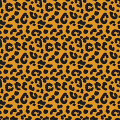 Leopard skin seamless pattern. African animals concept endless background, repeating texture. Vector illustration