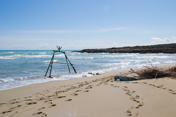 Abandoned migrant boat