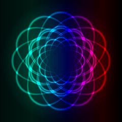 Shining neon vector cosmic flower