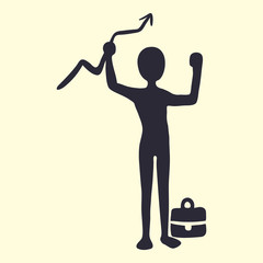 Stick figure business theme, soft black isolated vector