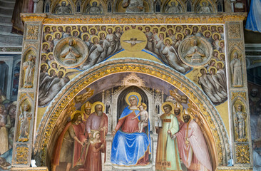 Fototapeta na wymiar The frescos in Baptistery of Duomo or The Cathedral of Santa Maria Assunta by Giusto de Menabuoi (1375-1376). Padua. Italy