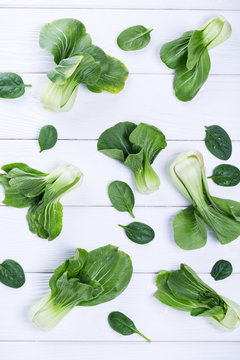 Asian cabbage and spinach, view above