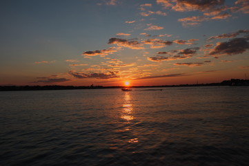 Jersey Shore Beach  Sunset Boat