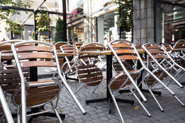 Closed outdoor cafe
