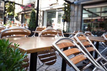 Closed outdoor cafe