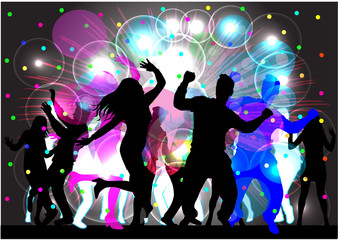 Dancing people silhouettes. Abstract background.