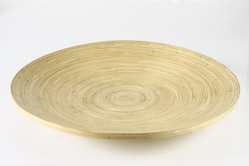Fototapeta na wymiar Empty bamboo plate on white background isolated