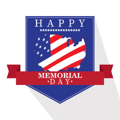 Isolated memorial day emblem on a white background, Vector illustration