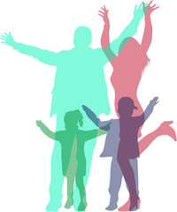 Dancing family silhouettes .