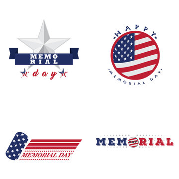 Set of memorial day emblems, Vector illustration
