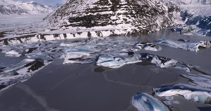 Aerial, Iceland frozen tundra