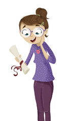 profesora de colegio con diploma