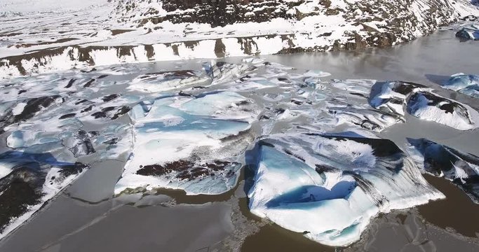 Icebergs in Iceland, aerial