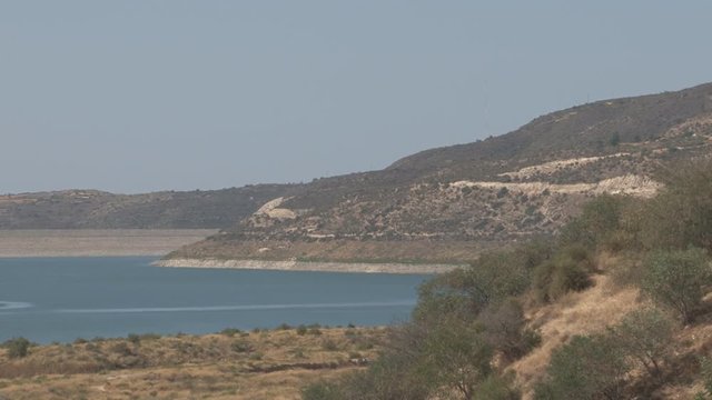 Kouris dam in Cyprus, pan left