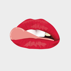 Set women lips. Lush, how to kiss with an open mouth. Chic sexy red on the Nude background. lips female, sexy, with tongue, erotic, on a light background. Erotic picture, sexy.