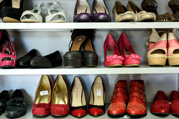 Rows of Womens Second Hand Shoes