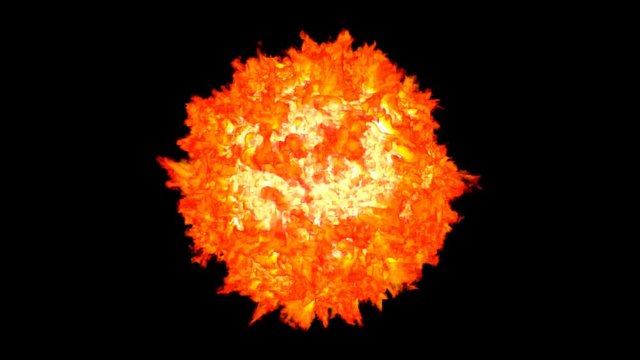 Animated realistic sun against black background and.in 4k. Mask included. More raging flames and more dens center.