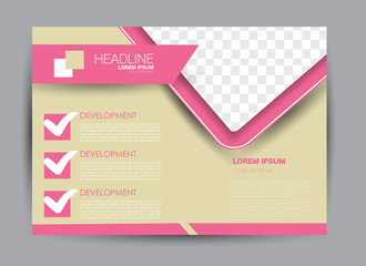 Flyer, brochure, billboard template design landscape orientation for education, presentation, website. Pink and yellow color. Editable vector illustration.
