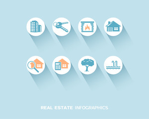 Real estate infographic with flat icons set