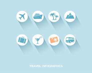 Travel infographic with flat icons set