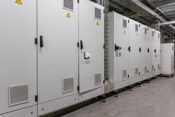 Electrical switchgear, Industrial electrical switch panel in Control room of factory