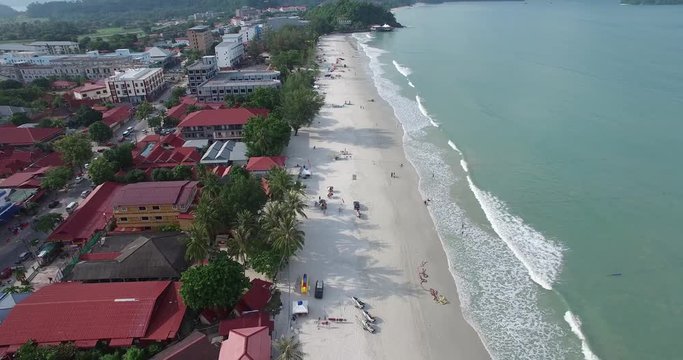 aerias of beautiful beach of cenang langkawi