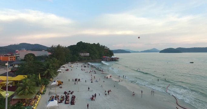 aerial of people at langkawi beach